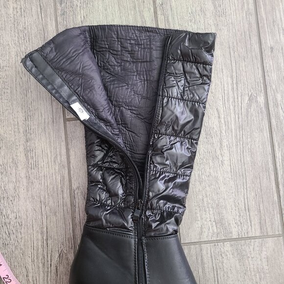 GLOBALWIN Black Quilted Knee-High Block Heel Winter Boots Women’s Size 9 - Picture 5 of 10